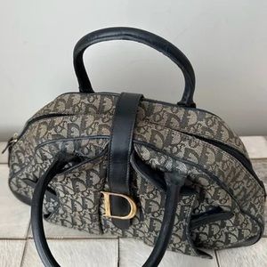 Christian Dior Trotter Monogram Double Saddle Bowler Top Handle Bag
